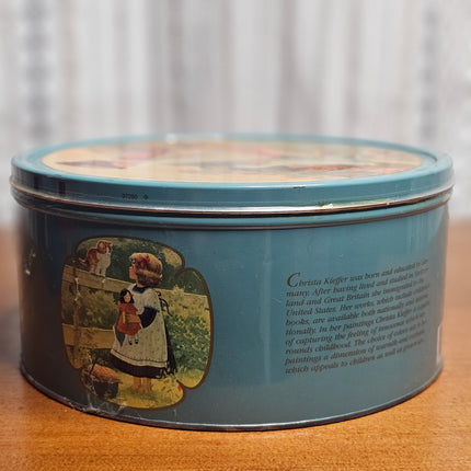 Vintage Danish Butter Cookies Child With Goose Round Tin