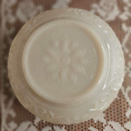Vintage Anchor Hocking Ivory Sandwich Pattern Milk Glass Punch Bowl Set