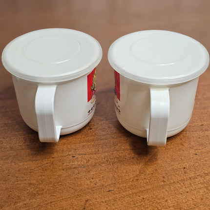 Campbell's 1992 Set of 2 Plastic Anchor Hocking Soup Mugs With Lids