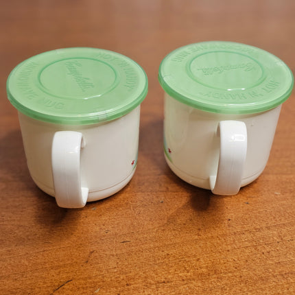 Campbell's 1992 Set of 2 Plastic Hot N' Handy Soup Mugs With Green Lids