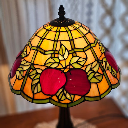 Vintage Tiffany-Style Stained Glass Apple Lamp