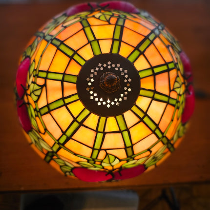 Vintage Tiffany-Style Stained Glass Apple Lamp