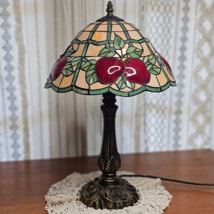 Vintage Tiffany-Style Stained Glass Apple Lamp