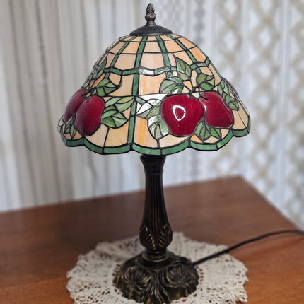 Vintage Tiffany-Style Stained Glass Apple Lamp