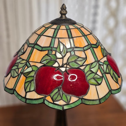 Vintage Tiffany-Style Stained Glass Apple Lamp