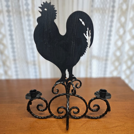 Southern Living At Home Black Wrought Iron Rooster Taper Candle Holder
