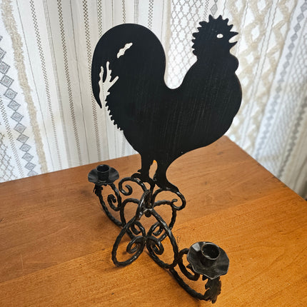 Southern Living At Home Black Wrought Iron Rooster Taper Candle Holder
