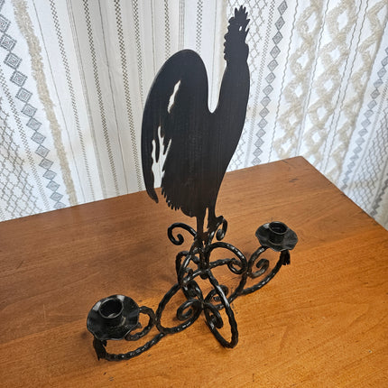 Southern Living At Home Black Wrought Iron Rooster Taper Candle Holder