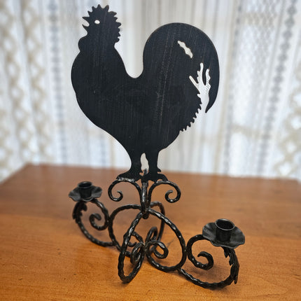 Southern Living At Home Black Wrought Iron Rooster Taper Candle Holder