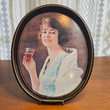 Vintage 1973 Reproduction of 1923 Flapper Girl Coca-Cola Oval Tray
