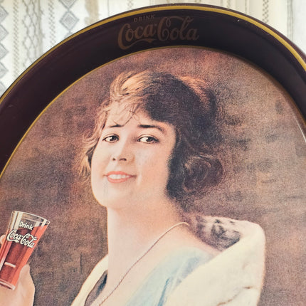 Vintage 1973 Reproduction of 1923 Flapper Girl Coca-Cola Oval Tray