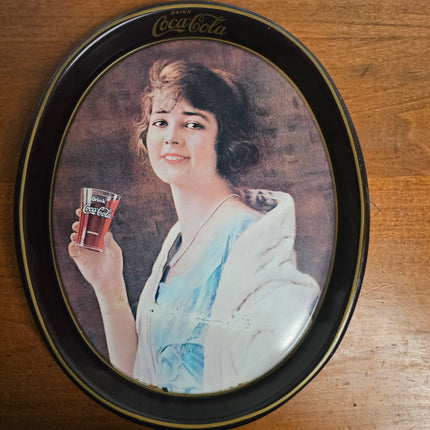 Vintage 1973 Reproduction of 1923 Flapper Girl Coca-Cola Oval Tray