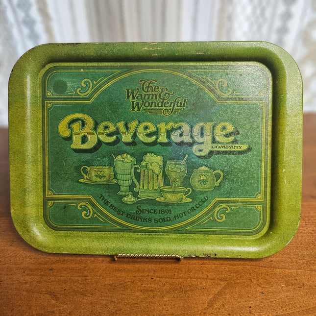 Vintage The Warm & Wonderful Beverage Company Tin Serving Tray