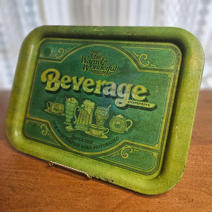 Vintage The Warm & Wonderful Beverage Company Tin Serving Tray