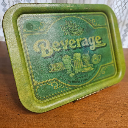 Vintage The Warm & Wonderful Beverage Company Tin Serving Tray