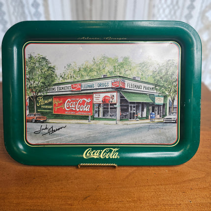 Vintage 1995 Jeanne Mack "Fleeman's Pharmacy" Signed Coca-Cola Tray