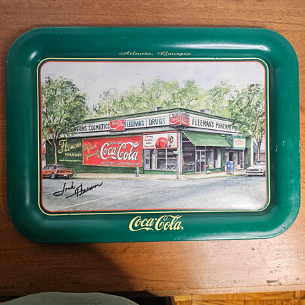 Vintage 1995 Jeanne Mack "Fleeman's Pharmacy" Signed Coca-Cola Tray