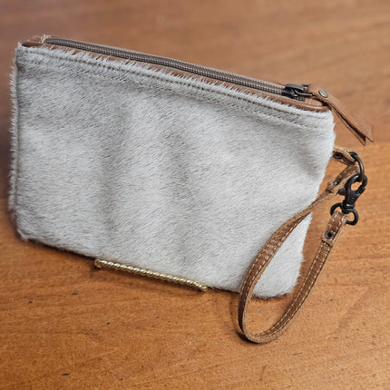 White and Brown Hairon Pouch Myra Bag