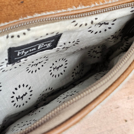 White and Brown Hairon Pouch Myra Bag