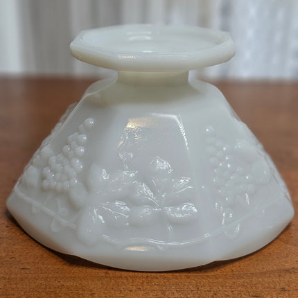 Vintage Anchor Hocking Milk Glass Footed Pedestal Fruit Bowl