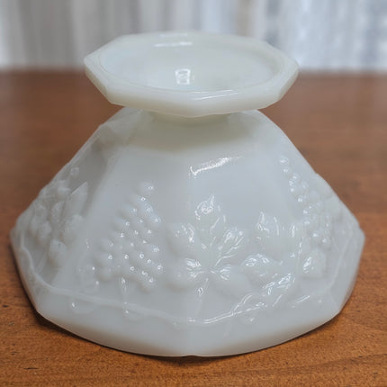 Vintage Anchor Hocking Milk Glass Footed Pedestal Fruit Bowl