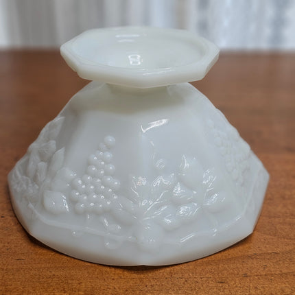 Vintage Anchor Hocking Milk Glass Footed Pedestal Fruit Bowl