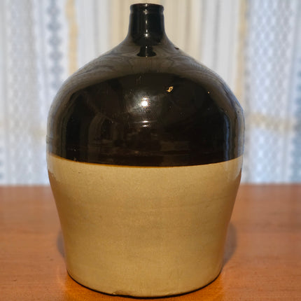 Antique Unmarked Moonshine Two-Tone Brown Whiskey Jug Stoneware Crock