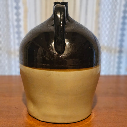 Antique Unmarked Moonshine Two-Tone Brown Whiskey Jug Stoneware Crock