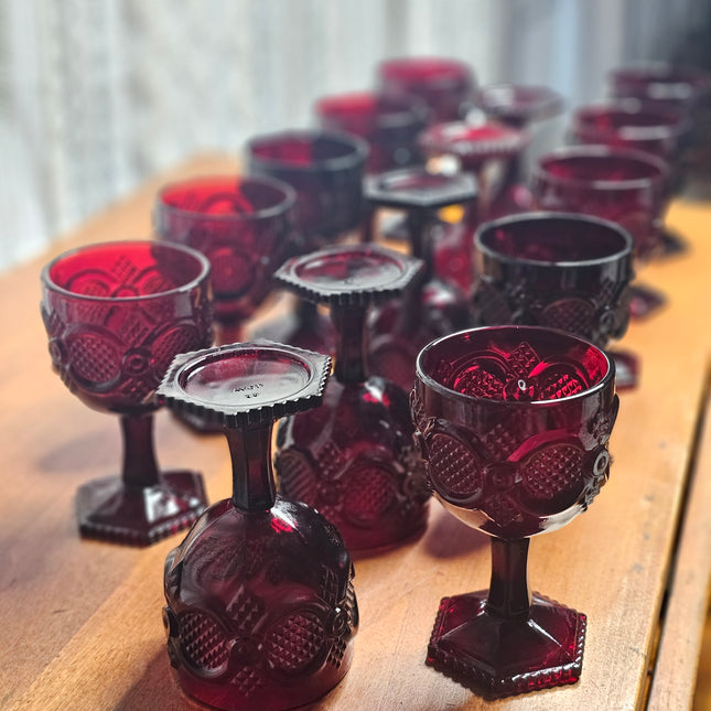 Vintage Set of 4 Avon Cape Cod Ruby Red Large Goblets