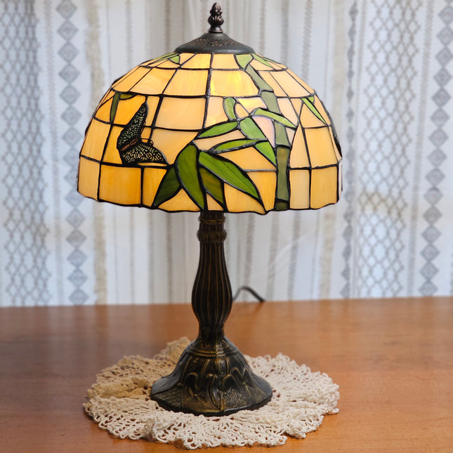 Vintage Tiffany-Style Stained Glass Butterfly Lamp