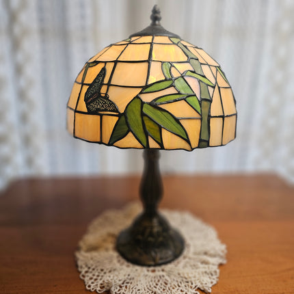 Vintage Tiffany-Style Stained Glass Butterfly Lamp