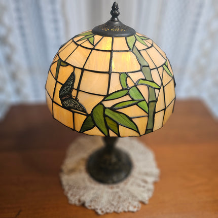 Vintage Tiffany-Style Stained Glass Butterfly Lamp