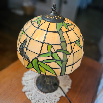 Vintage Tiffany-Style Stained Glass Butterfly Lamp