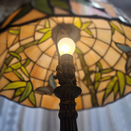 Vintage Tiffany-Style Stained Glass Butterfly Lamp