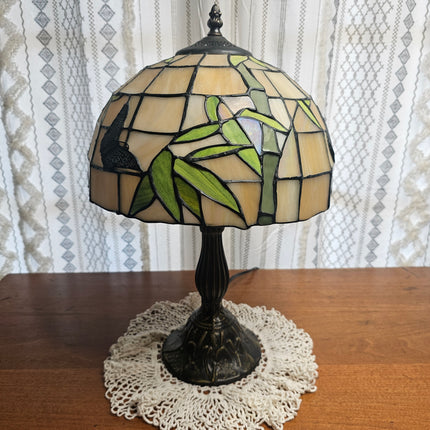Vintage Tiffany-Style Stained Glass Butterfly Lamp