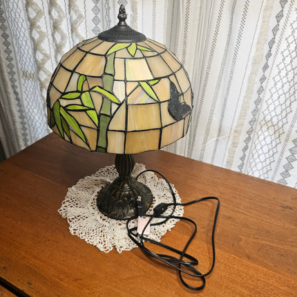 Vintage Tiffany-Style Stained Glass Butterfly Lamp