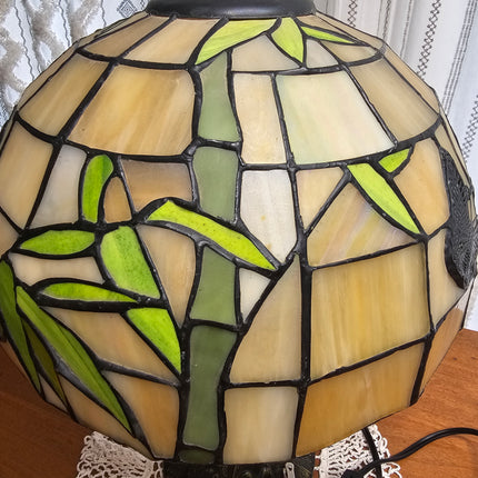 Vintage Tiffany-Style Stained Glass Butterfly Lamp