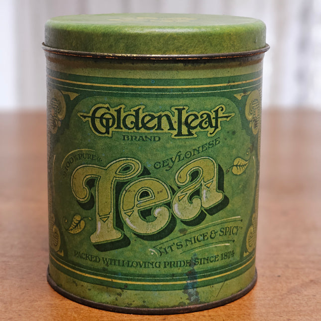 Vintage Golden Leaf Tea Green Tin