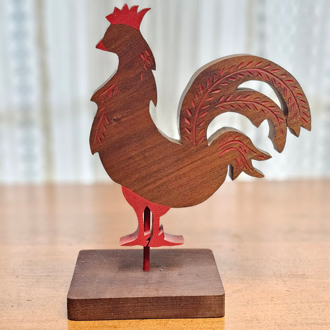 Wooden Rooster Folkart Decor