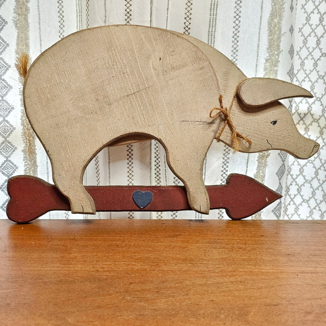 Vintage Wooden Pig Wall Decor