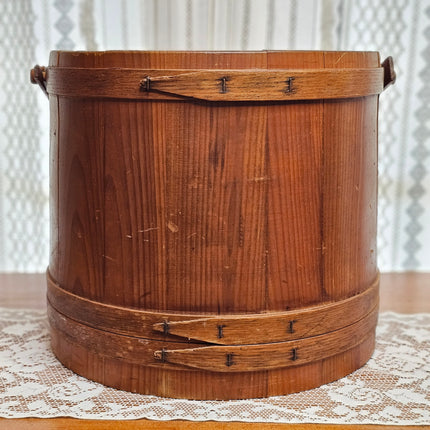 Primitive Wooden Firkin Bucket With Dividers
