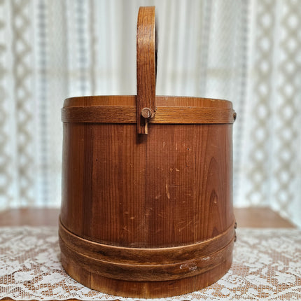 Primitive Wooden Firkin Bucket With Dividers