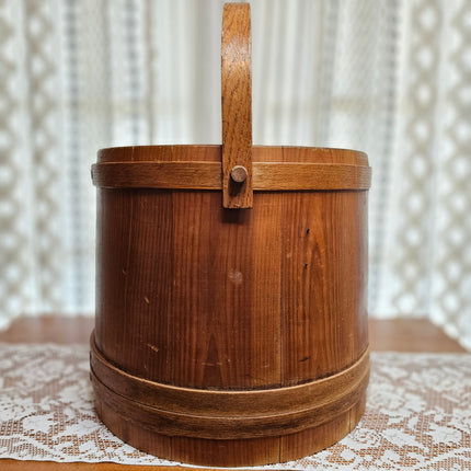 Primitive Wooden Firkin Bucket With Dividers