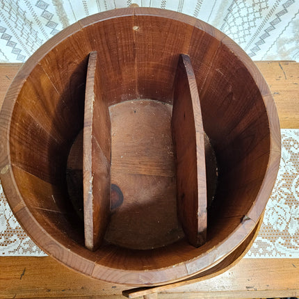 Primitive Wooden Firkin Bucket With Dividers