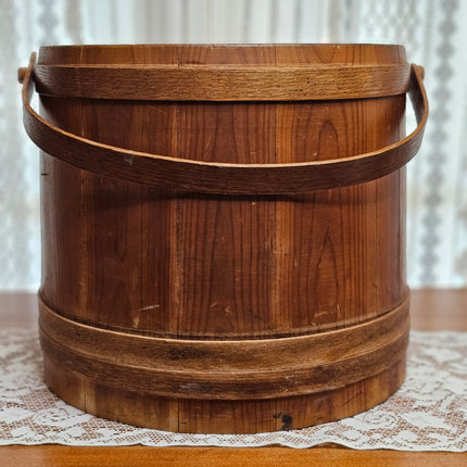 Primitive Wooden Firkin Bucket With Dividers