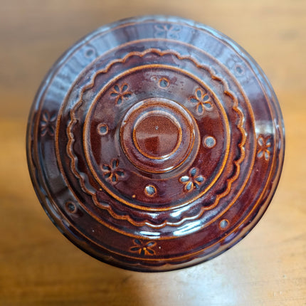Vintage Marcrest Daisy Dot Lidded Stoneware Dutch Oven