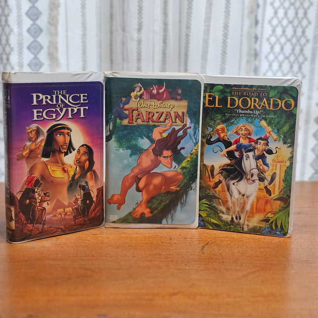 The Prince of Egypt VHS 1999 Tarzan VHS 1999 The Road to El Dorado VHS 2000