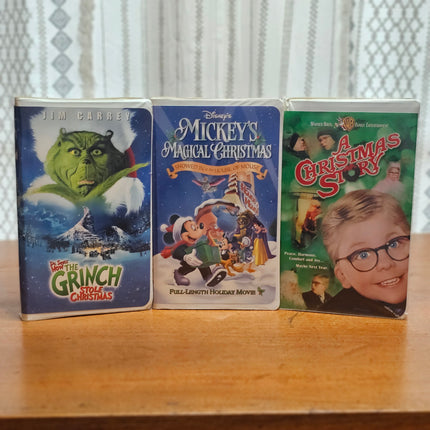 A Christmas Story VHS 1983  Mickey's Magical Christmas VHS 2001 The Grinch Stole Christmas VHS 2000