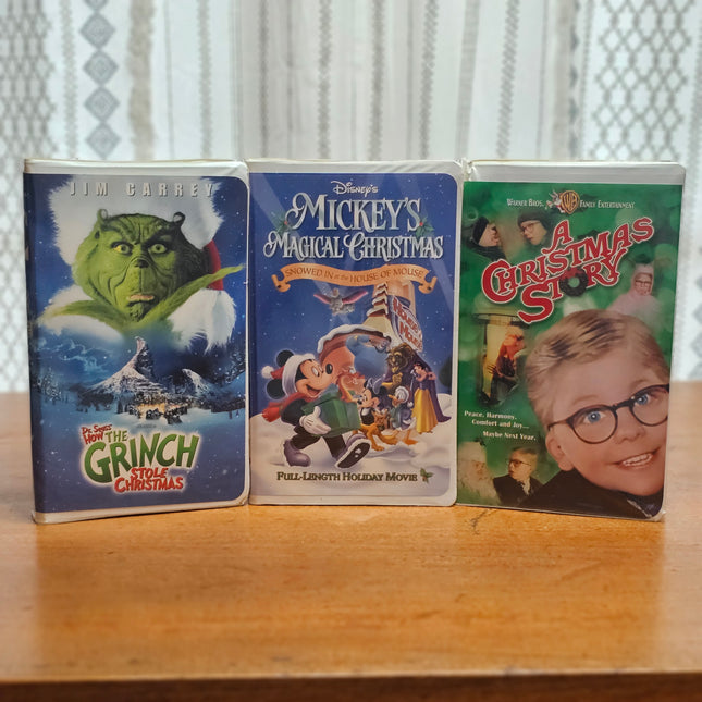 A Christmas Story VHS 1983  Mickey's Magical Christmas VHS 2001 The Grinch Stole Christmas VHS 2000