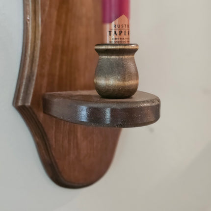 Vintage Set of 2 Wooden Wall Sconces